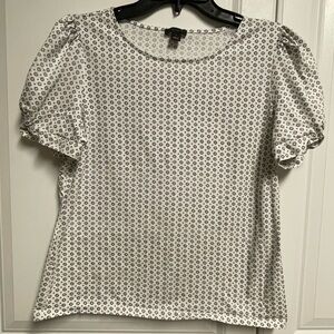 Ann Taylor White Patterned Blouse